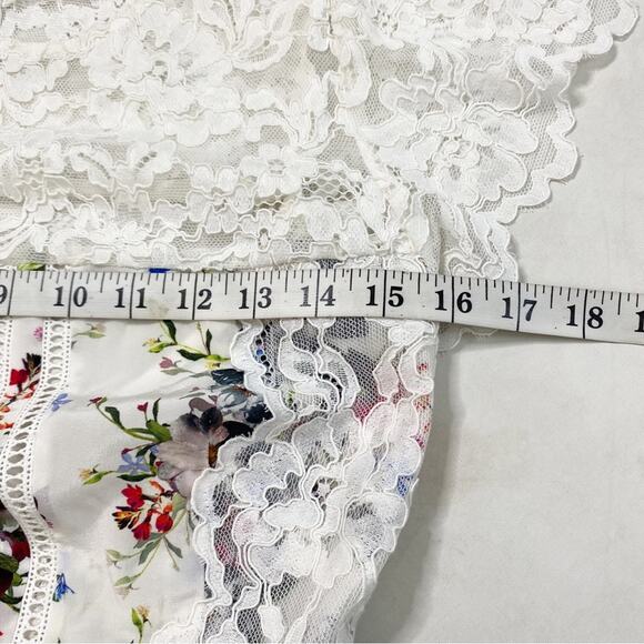 Marissa Webb Imani Floral Print Silk Lace Cutout Midi Dress White Size XS - Picture 6 of 7